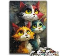 Puzzles pour Adultes 1000 pièces, Puzzles Difficiles à Trois Chats pour Adolescents, adaptés à la décoration de Bureau pour Les Adolescents de 14 Ans et Plus (75x50cm)
