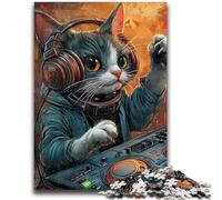 Puzzles pour Adultes 1000 pièces, Puzzles Difficiles pour Adolescents, Motif Chat Jouant au DJ, adaptés à la décoration de Bureau, pour Les Adolescents de 14 Ans et Plus (38x26cm)