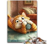 Puzzles pour Adultes 1000 pièces, Puzzles Difficiles pour Adultes, Chat Jouant avec Une pelote de Laine, Anti-Stress, défi Difficile, Cadeaux du Père Noël Secret (75x50cm)