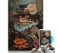 Puzzles pour adultes 1000 pièces, puzzles difficiles pour adultes, motif grenouille fleur, pour tuer le temps en vacances, avec des pièces de formes aléatoires entièrement emboîtables (taille 38x26cm)