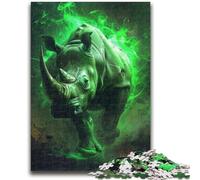 Puzzles pour Adultes 1000 pièces, Puzzles Difficiles, rhinocéros Vert, Jeu éducatif, Jouet, Cadeau pour Toute la Famille (50x75cm)