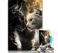Puzzles pour Adultes 1000 pièces, Puzzles Difficiles, Roi des Chats Noirs et Blancs, pour Adultes, Jouets de Jeu, Chaque pièce est Unique - Jeu Familial Stimulant et Amusant (Taille 38x26cm)