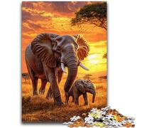 Puzzles pour Adultes 1000 pièces, Puzzles éléphants d'Afrique pour Adolescents, Jeu Stimulant, idéal comme Cadeau pour Toute la Famille (50x75cm)