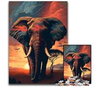 Puzzles pour Adultes 1000 pièces, Puzzles éléphants d'Afrique pour Adultes, Jeu de réflexion, Jeu Familial interactif, adapté aux 14 Ans et Plus, 26x38cm/10,23x14,96 Pouces