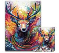 Puzzles pour Adultes, 1000 pièces, Puzzles en Bois Motif Renne, défi cérébral, activité éducative pour Adolescents, 50x75cm/19,68x29,52 Pouces