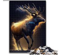 Puzzles pour Adultes 1000 pièces,Puzzles en Bois représentant Un élan en Fuite,Un Casse-tête Stimulant pour Les Adolescents,Parfaits pour la décoration intérieure ou comme Cadeau,1000 pièces(50x75cm)