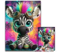 Puzzles pour Adultes, 1000 pièces, Puzzles en Carton Motif zèbre Arc-en-Ciel, Jeu éducatif pour Adolescents, 26x38cm
