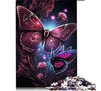 Puzzles pour Adultes 1000 pièces Puzzles Fleur Papillon pour Adultes Puzzles en Carton Jeu de Puzzle Familial (Taille 26x38cm)