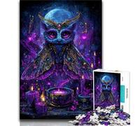 Puzzles pour Adultes 1000 pièces Puzzles Hibou mystérieux Jouets de Jeu stimulants Décoration Murale Cadeaux d'anniversaire et de Noël Uniques 38x26cm