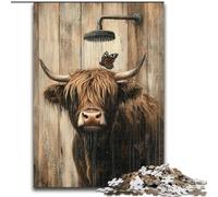 Puzzles pour Adultes, 1000 pièces, Puzzles Highland Cow in The Bathroom pour Adultes 26x38cm, Parfaits pour Les réunions de Famille, Les Anniversaires et Les Vacances