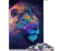 Puzzles pour Adultes 1000 Pièces Puzzles Lion Psychédélique pour Adultes Puzzle en Bois Jouets Éducatifs (Taille 50x75cm)