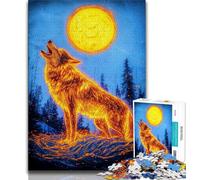 Puzzles pour Adultes 1000 pièces Puzzles Loup Animal doré pour Adultes, Anti-Stress Staycation Kill Time Améliorer l'amour Entre Les Couples (Taille 75x50cm)