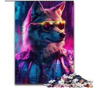 Puzzles pour Adultes 1000 pièces Puzzles Loup Cool en Carton Casse-tête Stimulant pour Les Adolescents, Jeu interactif Amusant en Famille Taille 26X38CM