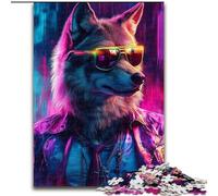 Puzzles pour Adultes 1000 pièces Puzzles Loup Cool pour Adultes 26X38CM Idéal pour Les Amoureux, Cadeau Parfait de Noël, du Nouvel an, de la Saint-Valentin