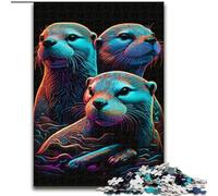 Puzzles pour Adultes 1000 pièces Puzzles Loutre colorée Taille 50x75cm pour Les Vacances, Les Anniversaires et Les soirées de Jeux en Famille