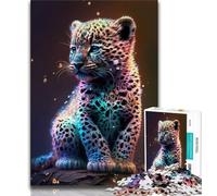 Puzzles pour Adultes 1000 pièces, Puzzles Mignons de bébé léopard pour Adultes, Jeux d'activités familiales stimulants, Jouet de Bricolage pour décoration Murale de Maison, Cadeaux (Taille 75x50cm)