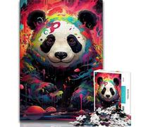 Puzzles pour Adultes 1000 pièces Puzzles Panda Animaux colorés pour Adolescents Staycation Kill Time avec pièces entièrement emboîtables de Formes aléatoires 38x26cm