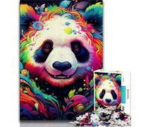 Puzzles pour Adultes 1000 pièces Puzzles Panda Animaux colorés pour Adultes Anti-Stress défi Difficile décoration d'intérieur Unique et Cadeaux 38x26cm