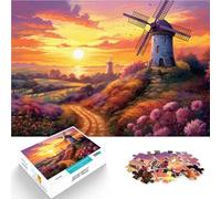 Puzzles pour Adultes 1000 pièces Puzzles Paysage de Moulin à Vent hollandais Casse-tête pour 26x38cm Soulagement du Stress Staycation Tue Le Temps pour Les Adolescents de 14 Ans et Plus