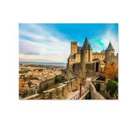 Puzzles pour Adultes 1000 Pièces Puzzles，Point de Vue de la Cité de Carcassonne, Panorama Urbain Impressionnant，Jeu De Puzzle 1000 Pièces（75x50cm）-Q26