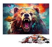 Puzzles pour Adultes 1000 pièces Puzzles psychédéliques colorés en Bois Motif Ours Jouet éducatif 1000 pièces (75 x 50 cm)