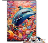 Puzzles pour Adultes 1000 pièces Puzzles psychédéliques Dauphins en Carton, pour Adolescents et Ados, pour Anniversaire et Vacances 1000 pièces(26x38cm)