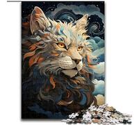 Puzzles pour Adultes 1000 pièces, Puzzles psychédéliques Lion, pour la Famille et Les Amis, défi cérébral, Taille 26x38cm