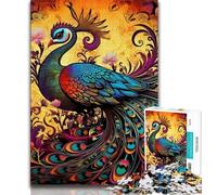 Puzzles pour Adultes 1000 pièces, Puzzles psychédéliques Paon pour Adultes, Jeux éducatifs, décoration d'intérieur, Convient pour la décoration de Bureau (Taille 75x50cm)