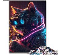 Puzzles pour Adultes 1000 pièces Puzzles Punk Human Cat en Carton, développe la Coordination œil-Main, Parfait pour Les Cadeaux d'anniversaire 1000 pièces(26x38cm)