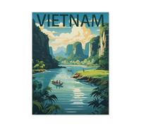 Puzzles pour Adultes 1000 Pièces Puzzles Puzzles，Affiche de Voyage Vintage Lac Vietnam，Bricolage Adulte Enfants Puzzles Adultes Jeux Éducatifs pour Enfants Cadeaux Adultes（38x26cm）-BB87