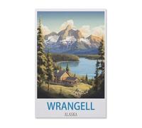 Puzzles pour Adultes 1000 Pièces Puzzles Puzzles，Wrangell Poster de Voyage Vintage Alaska，Bricolage Adulte Enfants Puzzles Adultes Jeux Éducatifs pour Enfants Cadeaux Adultes（38x26cm）-F12