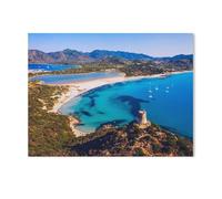 Puzzles pour Adultes 1000 Pièces Puzzles，Tour Torre di Porto Giunco et Plage de Simius, Sardaigne, Italie，Jeu De Puzzle 1000 Pièces（38x26cm）-G26