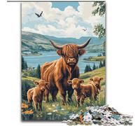 Puzzles pour Adultes, 1000 pièces, Puzzles Vache des Highlands pour Adultes, activité de cohésion familiale, Cadeau de décoration intérieure, Jeu de Jouets en Famille (Taille 26x38cm)