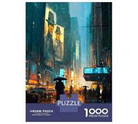 Puzzles pour Adultes 1000 Pièces Rainy City Night Neon Reflections Puzzle Adulte Jeu Manuel Assemblage De Motifs Difficile À Compléter 52x38cm/1000pcs