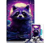 Puzzles pour Adultes 1000 pièces Raton Laveur Animal psychédélique, Jouet éducatif et décompressant, Cadeau d'anniversaire, Cadeaux (75x50cm)