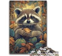 Puzzles pour Adultes 1000 pièces Ratons laveurs en Automne Difficile à réaliser, mais Amusant et Humoristique Cadeau d'anniversaire, Cadeaux, décoration Murale 50x75cm