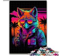Puzzles pour Adultes 1000 pièces Red Fox Bomber Gangster en Bois, idée Cadeau Unique de décoration d'intérieur DIY 50x75cm Fête d'anniversaire pour Hommes Femmes