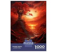 Puzzles pour Adultes 1000 Pièces Red Tree at Sunset Puzzle Casse-tête Jeu Anti-Stress Cadeau Unique d'anniversaire Et De Noël 70x50cm/1000pcs