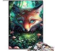 Puzzles pour Adultes 1000 pièces Renard Champignon Coloré en Bois, Casse-tête Haute difficulté pour Adolescents 50x75cm pour Jeu interactif en Famille