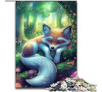 Puzzles pour Adultes 1000 pièces Renard Champignon Coloré en Bois, Décoration Artistique DIY Parfaite ou Cadeau d'anniversaire 50x75cm Loisirs créatifs en Famille, Parfait