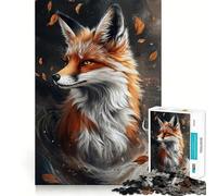 Puzzles pour Adultes 1000 pièces Renard d'automne Majesté Découpe précise Jeu Amusant et Relaxant Décoration Murale de Noël (38x52cm)