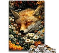 Puzzles pour Adultes 1000 pièces Renard endormi dans Les Fleurs Jouets éducatifs Jeux Anti-Stress Interaction Parent-Enfant pour Les 14 Ans et Plus 50x75cm