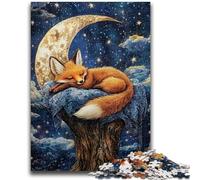 Puzzles pour Adultes 1000 pièces Renard endormi Jeux d'activités familiales stimulants Jouet à Faire soi-même pour décoration Murale Cadeaux 50x75cm