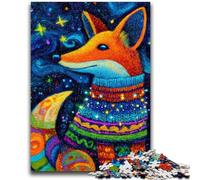 Puzzles pour Adultes 1000 pièces Renard Portant Un Foulard Jeux éducatifs Décoration de la Maison Jeu éducatif pour Anniversaire, Noël 26x38cm