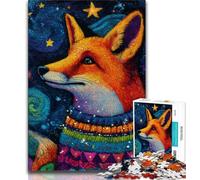 Puzzles pour Adultes 1000 pièces Renard Portant Un Foulard, Jeux éducatifs, décoration d'intérieur, Cadeau d'anniversaire, Art Mural (38x26cm)