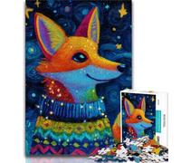 Puzzles pour Adultes 1000 pièces Renard Portant Une écharpe, Jouets éducatifs pour Enfants, Jeux familiaux, Jeu éducatif pour Anniversaire, Noël 75x50cm