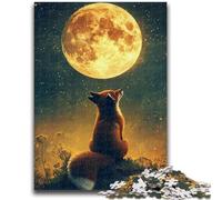 Puzzles pour Adultes 1000 pièces Renard sous la Lune, Chaque pièce est Unique - Jeu Familial Stimulant et Amusant pour Les 14 Ans 50x75cm