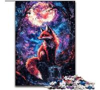 Puzzles pour Adultes 1000 pièces Renard sous la Lune, Puzzle en Bois, Jeu de réflexion pour Adolescents, pour Une soirée de Jeux en Famille (Taille 50x75cm)