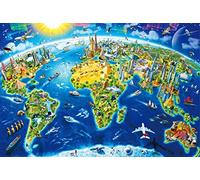 Puzzles pour Adultes 1000 Pièces - Repères du Monde 70 x 50 cm - Jeu Éducatif Challenge Toy - Carte Puzzle pour Enfants