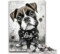 Puzzles pour Adultes 1000 pièces représentant Un Chiot Boxer Heureux Ce Jouet de Divertissement Familial est Un pour Toute la Famille 50x75cm